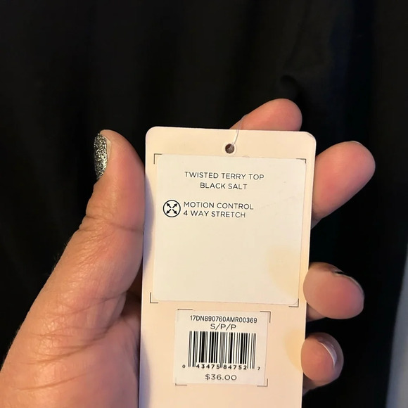 Danskin shirt - black long sleeve cross hem soft athleisure NWT - Picture 4 of 7